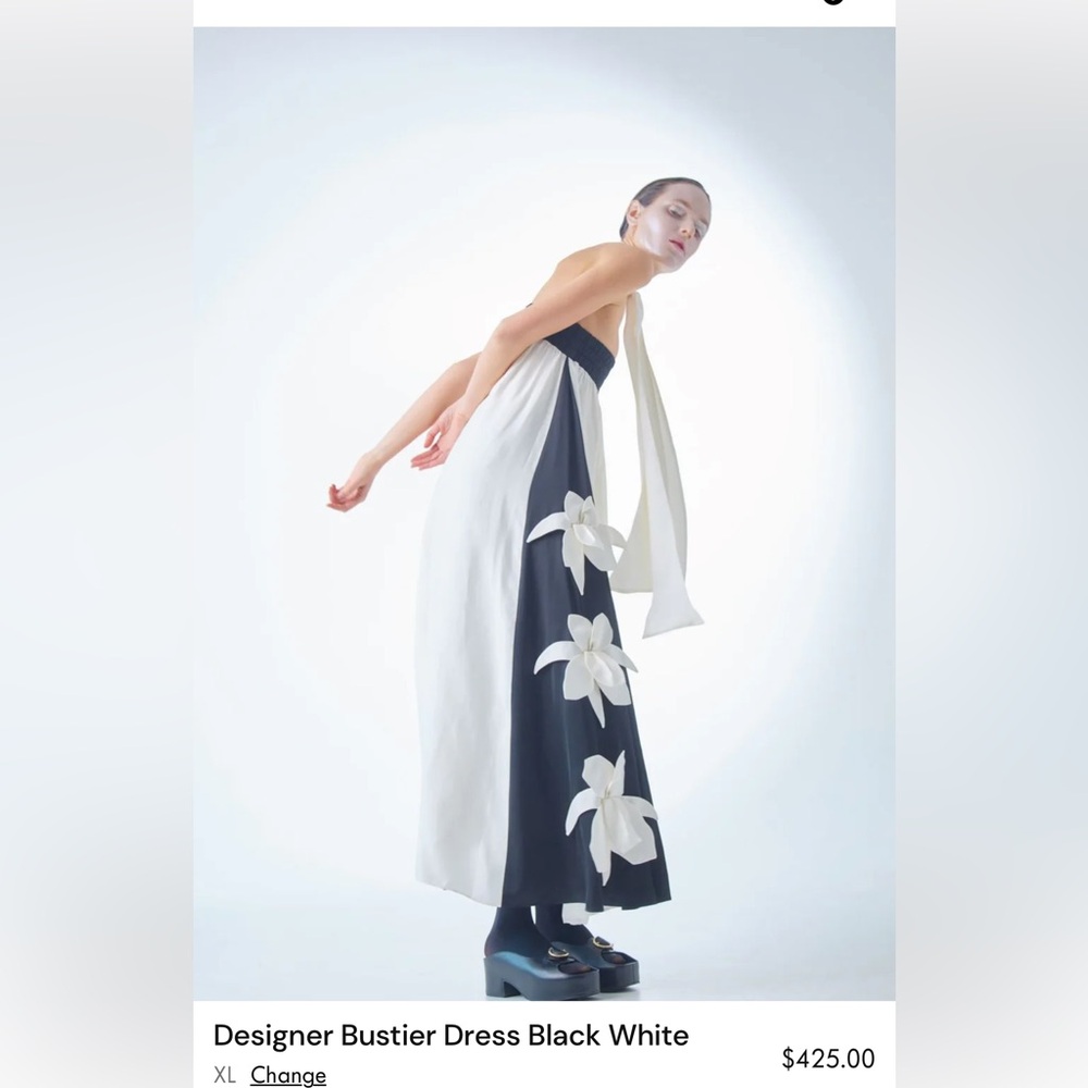 Designer Bustier Dress Black White